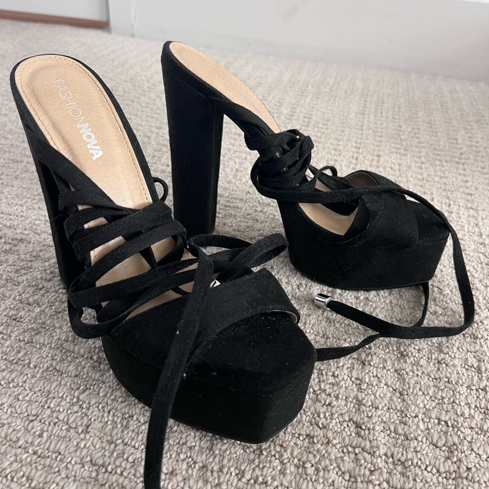 FASHIONNOVA Platform Laceup Heels